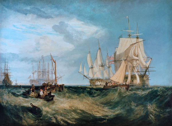 Die Bootsbesatzung holt einen Anker ein van William Turner
