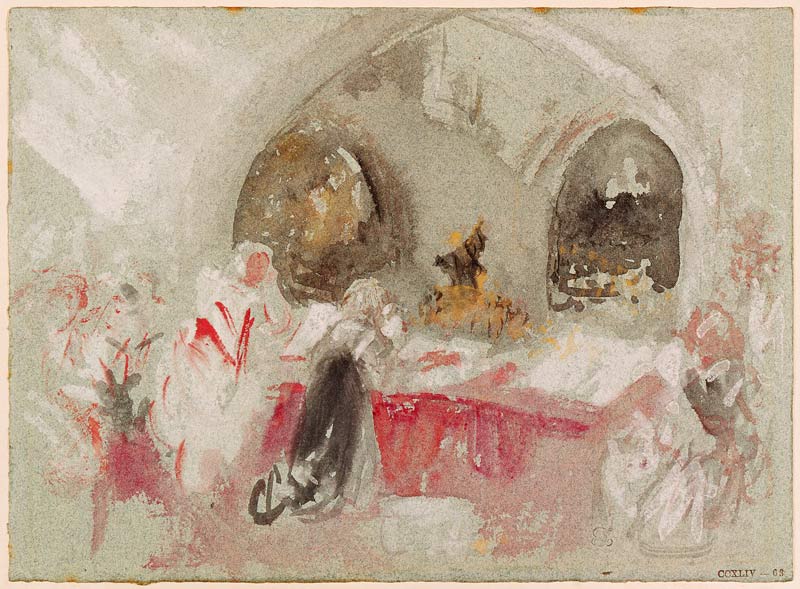 Service in the chapel at Petworth van William Turner