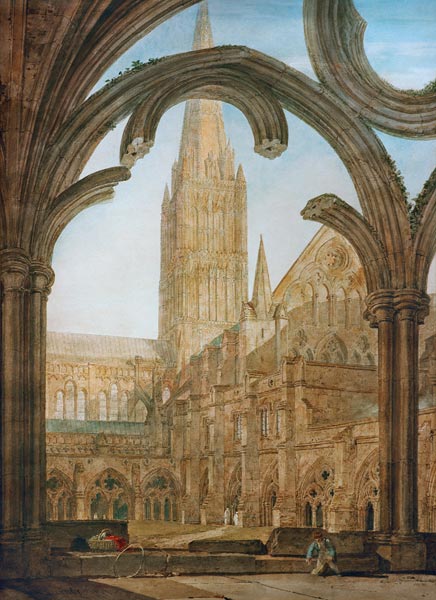 South View of Salisbury Cathedral from the Cloisters van William Turner