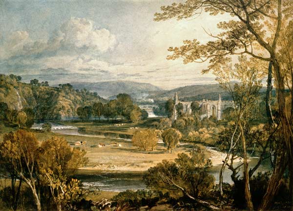 Uitzicht op Bolton Abbey, Wharfedale van William Turner