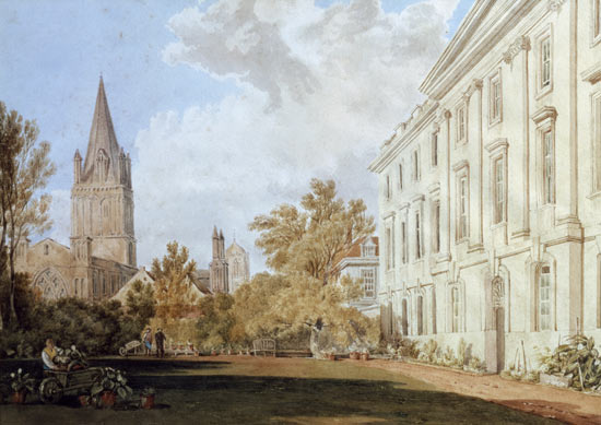 View of Christ Church Cathedral and the Garden and Fellows' Building of Corpus Christi College, Oxfo van William Turner