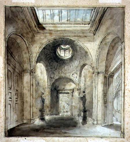 The anteroom of Sir Francis Chantrey's sculpture gallery in 30 Belgrave Place designed by Sir John S van Joseph Michael Gandy