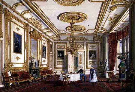 The White Drawing Room at Windsor Castle (colour litho) van Joseph Nash