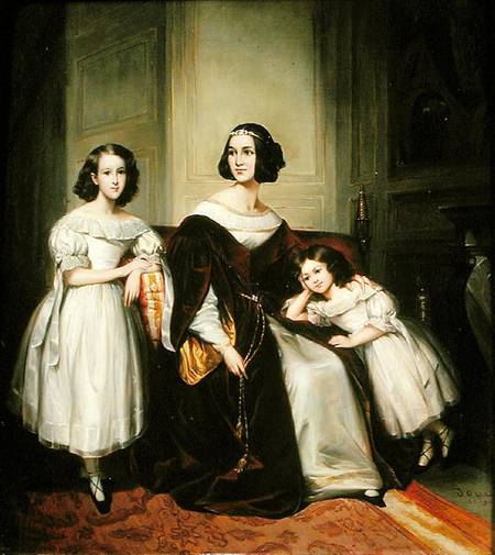 Madame de Nonjon and her Two Daughters van Joseph Nicolas Jouy