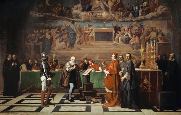 Galileo Galilei vor der Inquisition im Vatikan 1632. van Joseph Nicolas Robert-Fleury