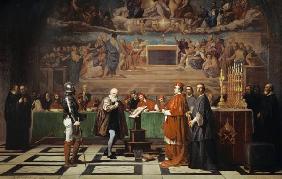 Galileo Galilei vor der Inquisition im Vatikan 1632.