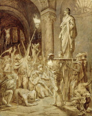 Clovis (465-511) Carried on his Shield (oil on canvas) van Joseph Paul Blanc