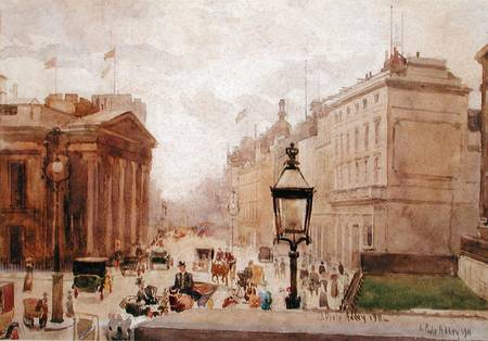Pall Mall from the National Gallery, with a view of the Royal College of Physicians van Joseph Poole Addey