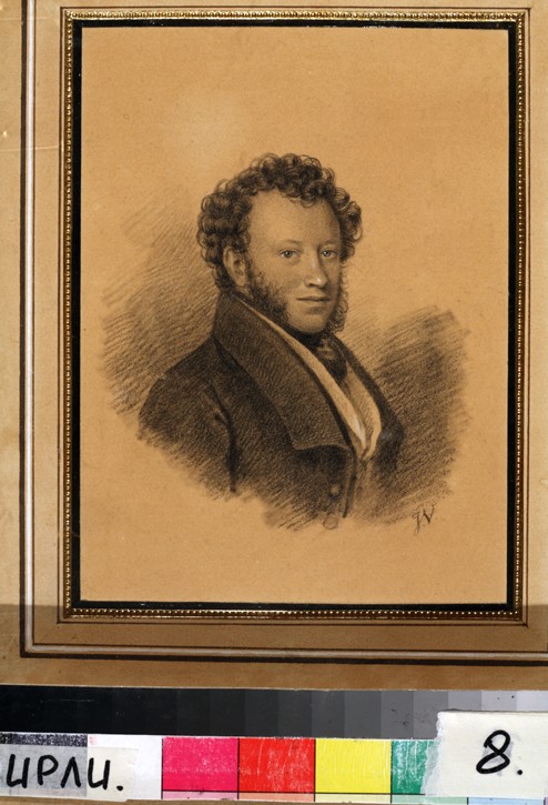 Portrait of the author Alexander S. Pushkin (1799-1837) van Joseph Vivien