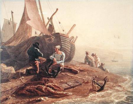 Fishermen Mending their Nets van Joshua Cristall