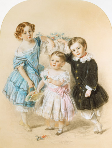 Portrait of three young children van Josiah Gilbert