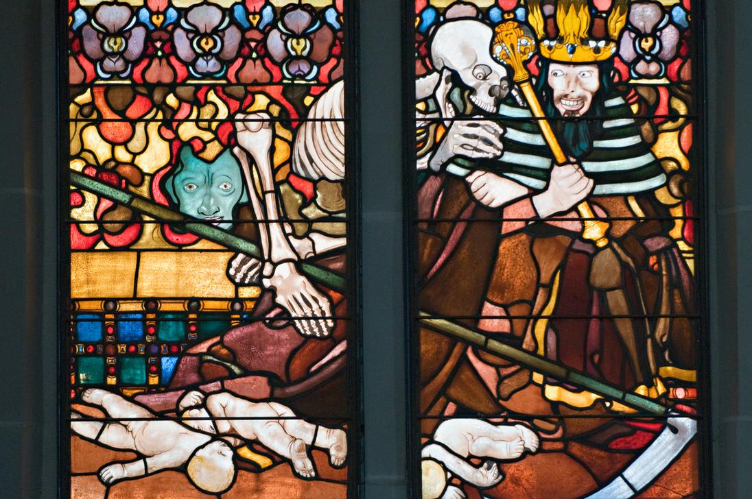Kathedrale Sankt Nikolaus, Freiburg Bethlehemitischer Kindermord, Ausschnitt. van Jozef Mehoffer