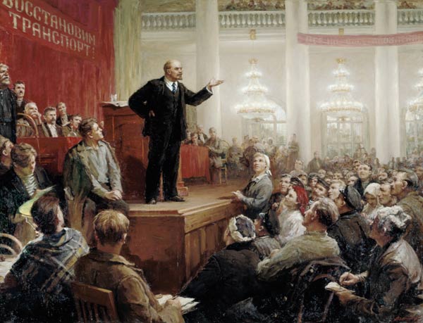 Lenin bei einem Kongress der russischen Transportarbeiter van Ju. Winogradow