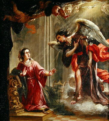 The Annunciation (oil on canvas) van Juan de Valdes Leal