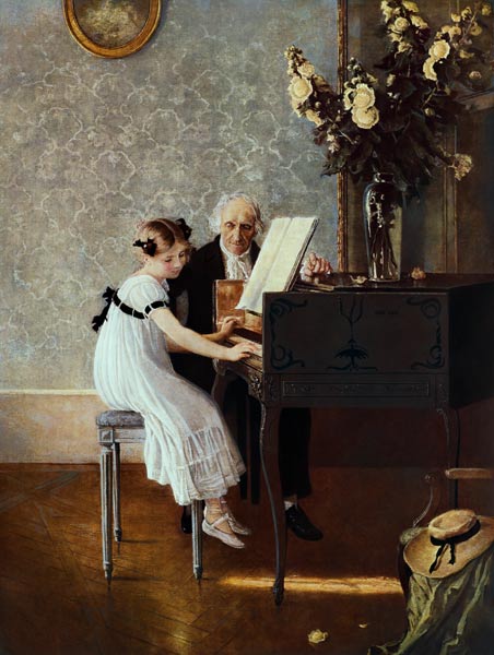Die erste Klavierstunde van Jules Alexis Muenier