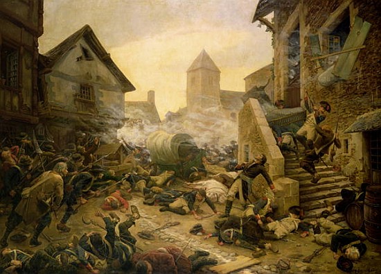 Combat at Cholet, or The Suicide of General Moulin in 1794 van Jules Benoit-Levy