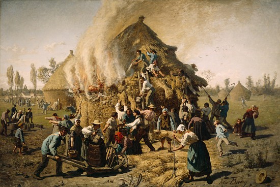 Fire in a Haystack van Jules Breton