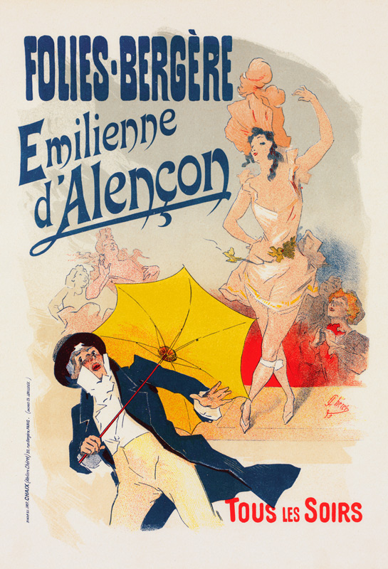 Folies Bergeres: Emilienne d'Alencon (Poster) van Jules Chéret