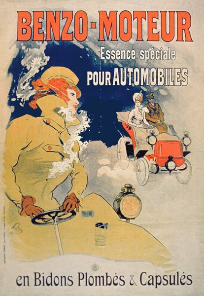 Poster advertising 'Benzo-Moteur' Motor Oil Especially for Automobiles van Jules Chéret
