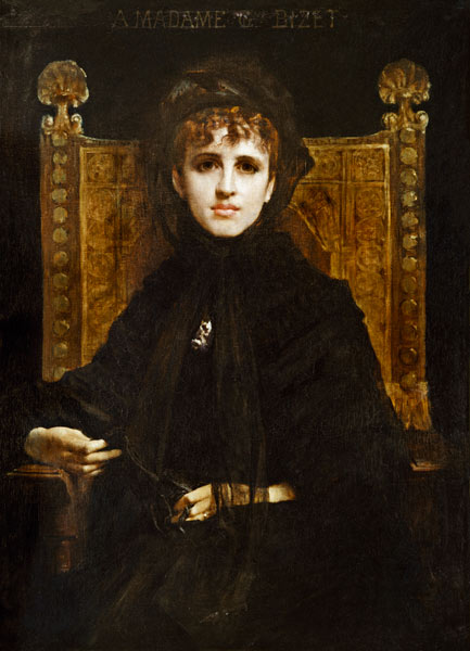 Portrait of Madame Georges Bizet (1849-1926) van Jules Elie Delaunay