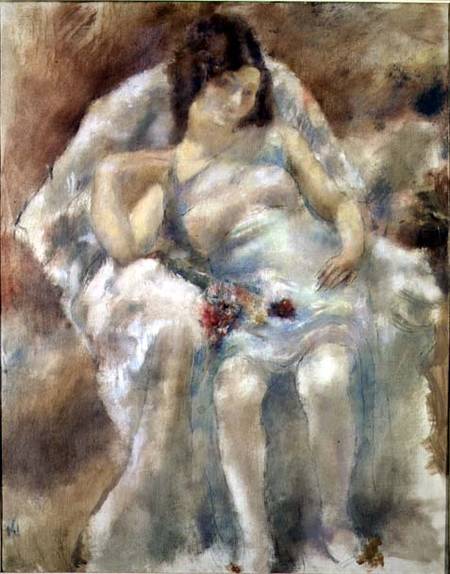 Young Woman Seated with Flowers van Jules Pascin