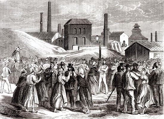 Women Demonstrating at the Le Creusot coal mine in April 1870 van Jules Pelcoq