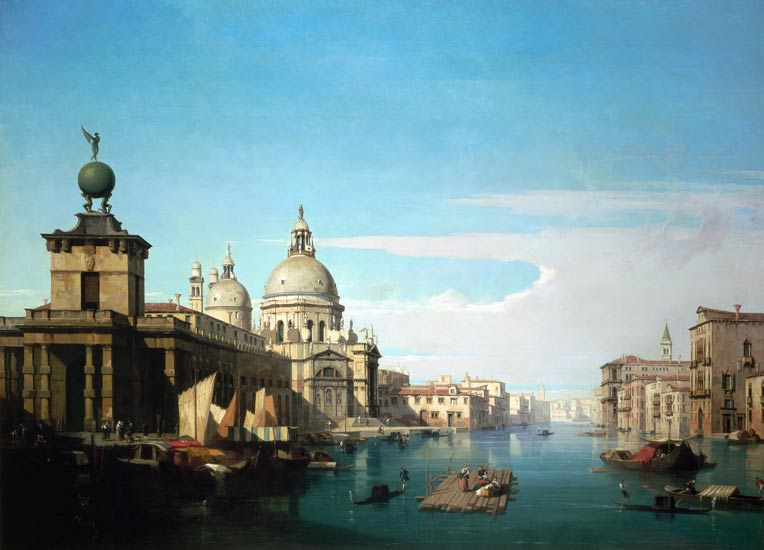 Entrance to the Grand Canal, Venice, with the Church of Santa Maria della Salute van Jules Romain Youant