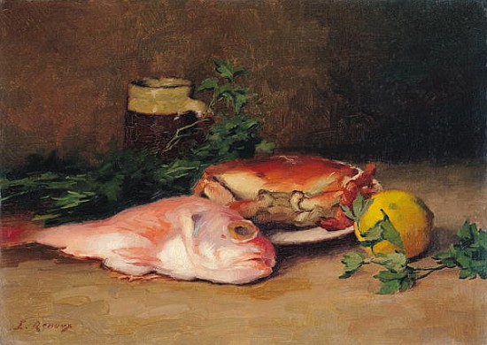 Crab and Red Mullet van Jules Ernest Renoux