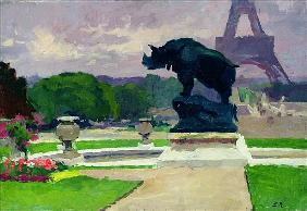 The Trocadero Gardens and the Rhinoceros by Jacquemart