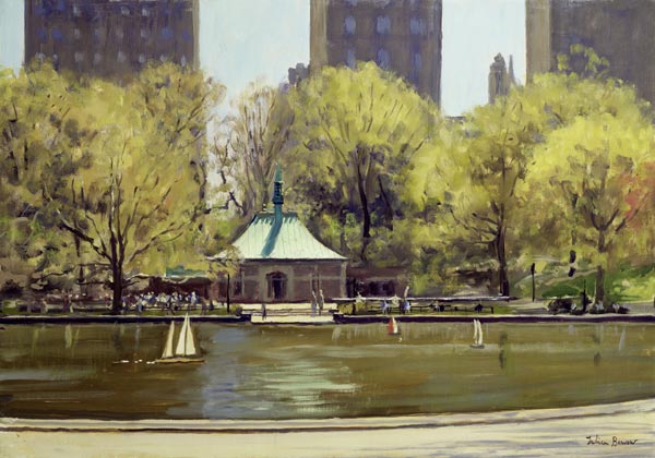 The Boating Lake, Central Park, New York, 1997 (oil on canvas)  van Julian  Barrow
