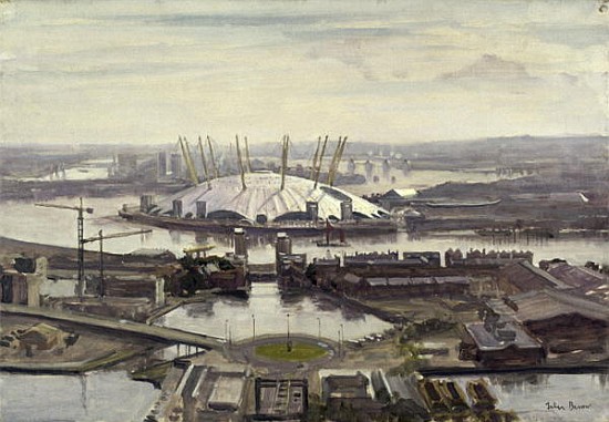 The Millennium Dome from Canary Wharf (oil on canvas)  van Julian  Barrow