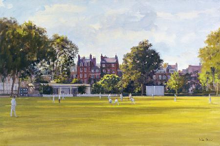 Cricket at Burton Court (oil on canvas) 