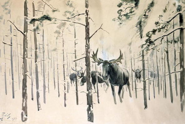 Moose, 1920 (w/c on paper) van Julian Falat