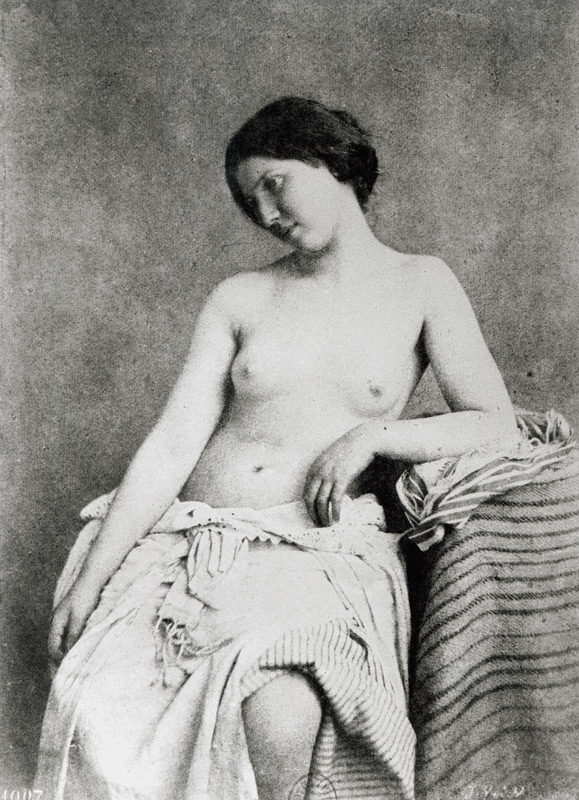 Nude Female Model, c.1850 (b/w photo)  van Julien Vallou de Villeneuve