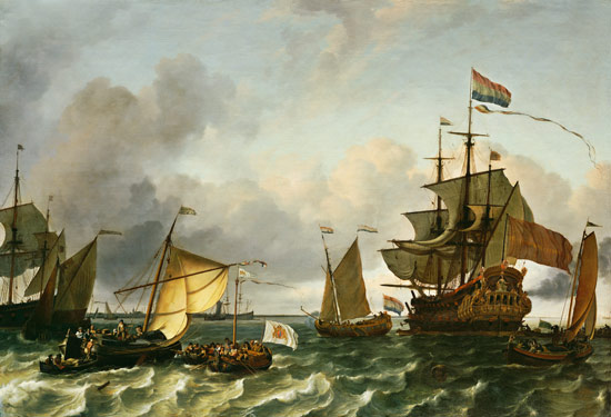 Fregat prinses Maria bij Durgerdam Ludolf bakhuizen van Julius Jacobus de Sande Bakhuizen