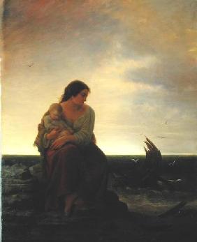 Fisherman's Wife Mourning on the Beach