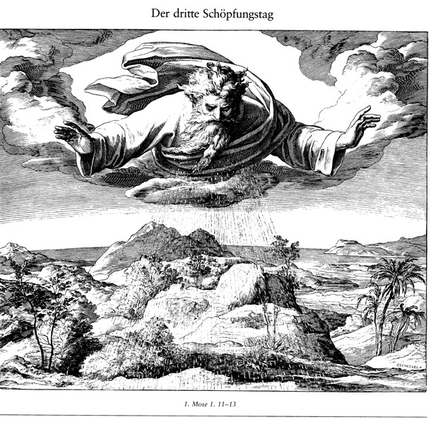 The Third Day of Creation (From Die Bibel in Bildern) van Julius Schnorr von Carolsfeld
