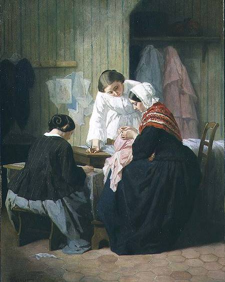 Ladies Sewing van Julius Trayer