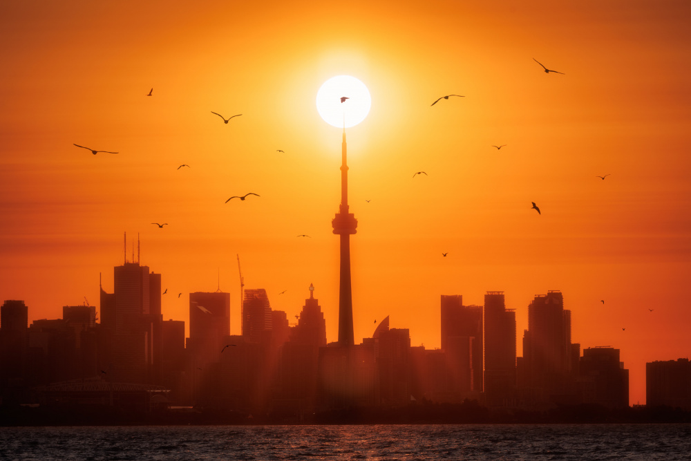 Sun Rising Behind Toronto van Junbo Liang