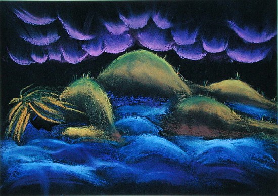 Man Creation Land (oil pastel on paper)  van Jung Sook  Nam