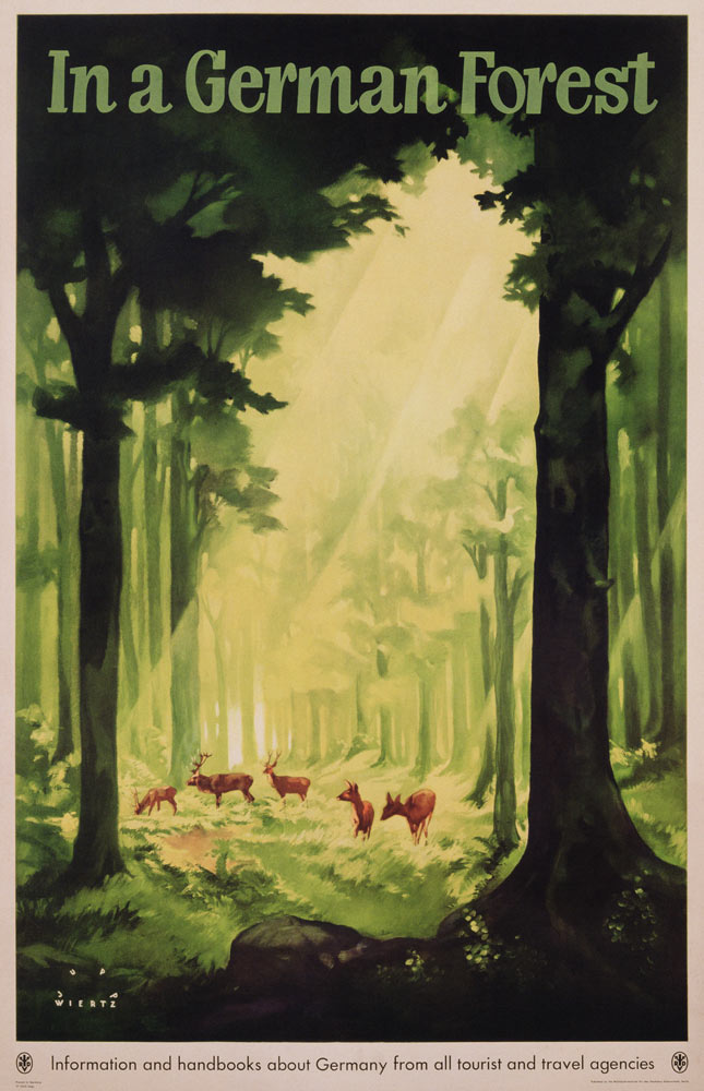 'In a German Forest', poster advertising tourism in Germany van Jupp Wiertz