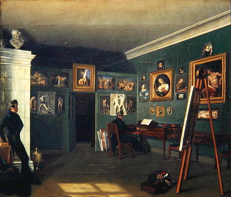 The Painter's Studio, 1830 (oil on canvas) van Kapiton Selentsov