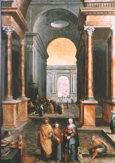 Christ in the Temple van Karel Van Mander