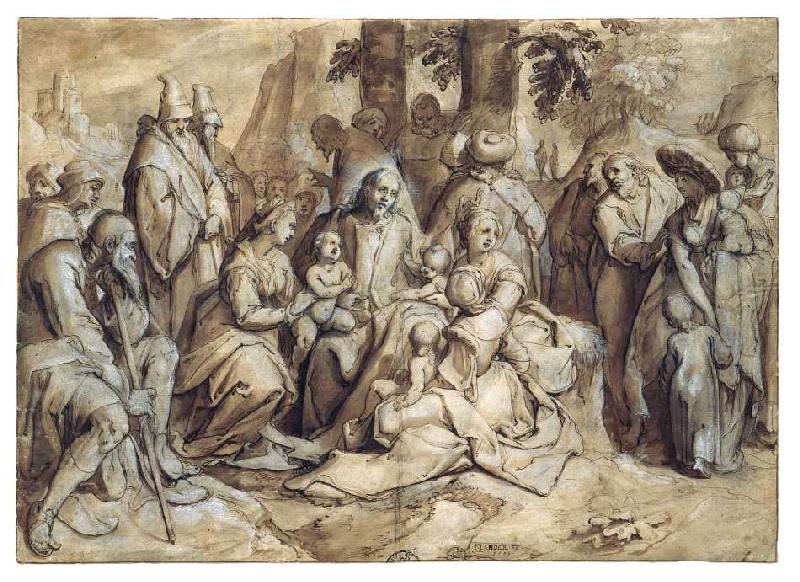 Christus segnet die Kinder van Karel Van Mander