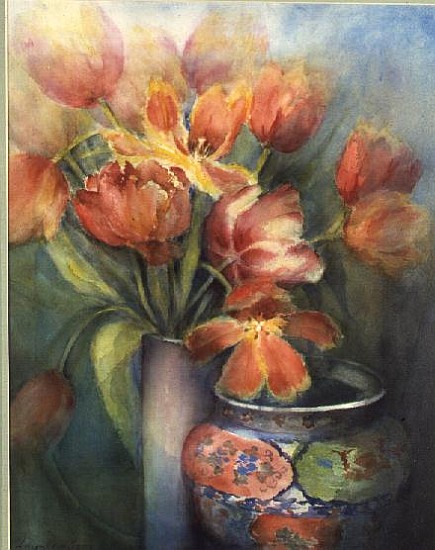 Engadin Tulips with Eastern Pot  van Karen  Armitage