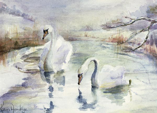 Swans in Winter  van Karen  Armitage