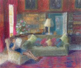 Library at ThorpePerrow (pastel on paper) 