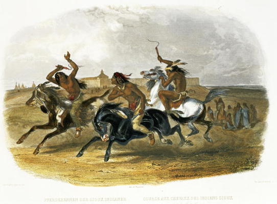 Horse Racing of Sioux Indians near Fort Pierre, plate 30 from Volume 1 of 'Travels in the Interior o van Karl Bodmer