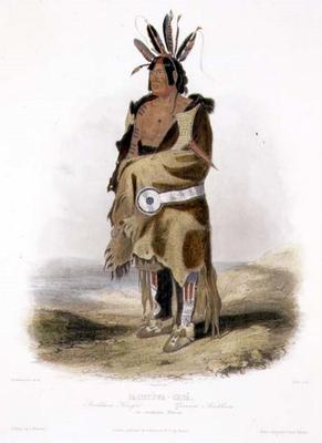 Pachtuwa-Chta, an Arrikkara Warrior, plate 27 from Volume 1 of 'Travels in the Interior of North Ame van Karl Bodmer