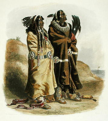 Sih-Chida and Mahchsi-Karehde, Mandan Indians, plate 20 from Volume 2 of 'Travels in the Interior of van Karl Bodmer